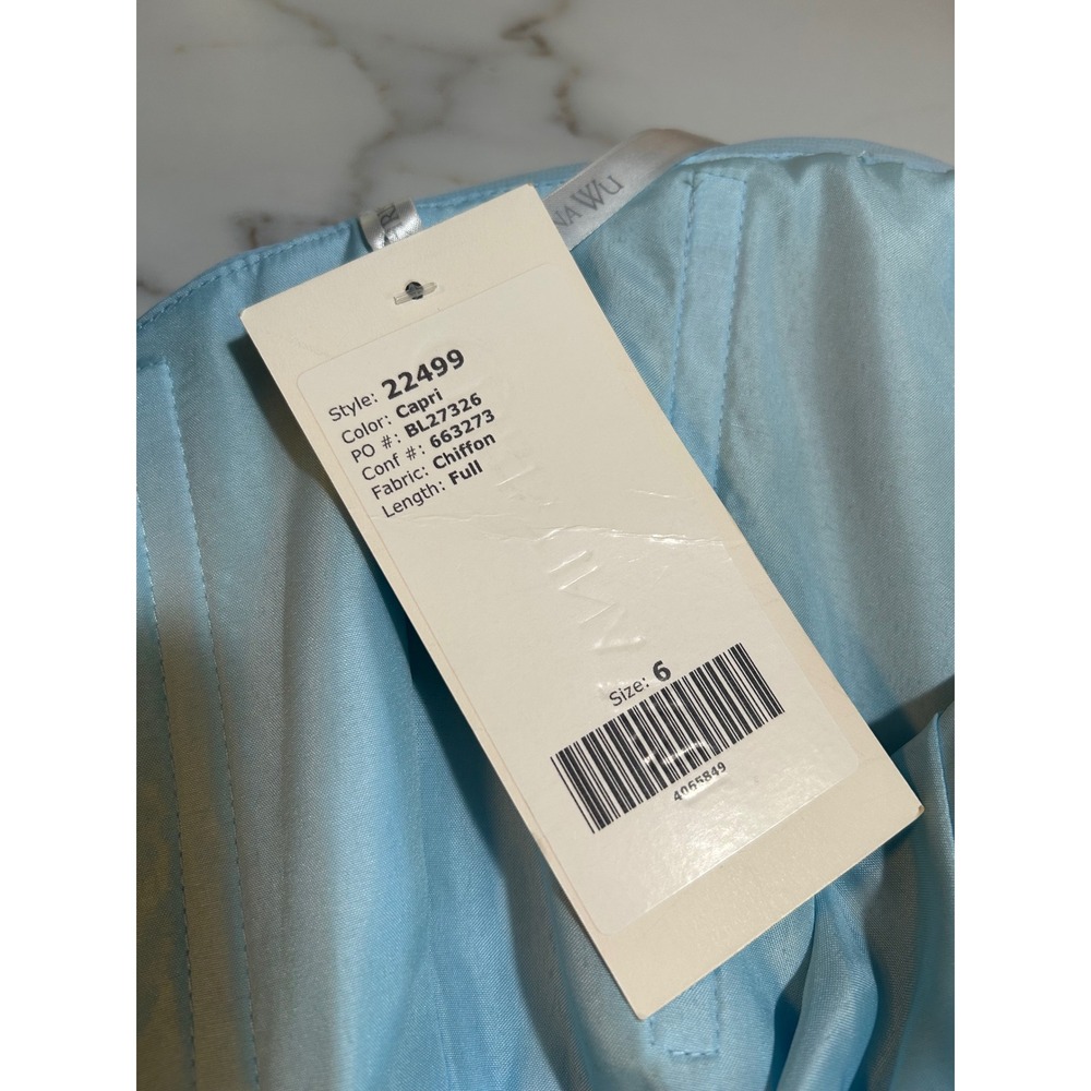 Christina Wu Celebration 22499 Capri Blue Strapless Chiffon Gown Dress Womens 6 - Picture 6 of 8